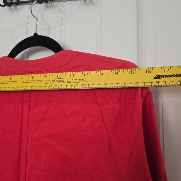 Peter Nygard Coral Red Leatherwork Jacket Blazer - Picture 13 of 15